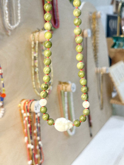 Jade with a Chunky Baroque Pearl