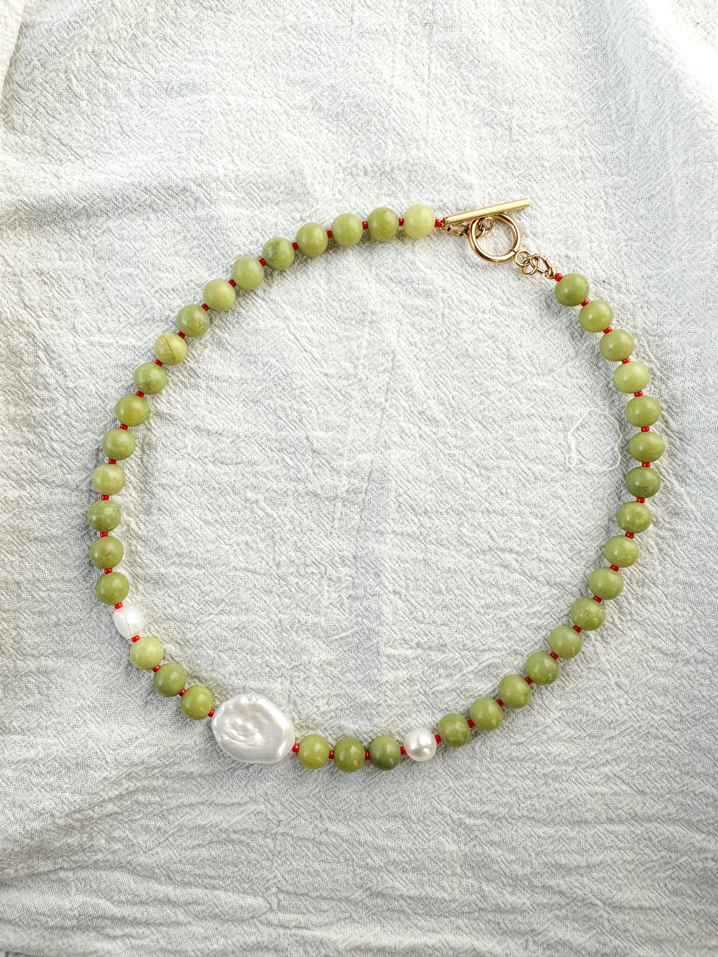 Jade with a Chunky Baroque Pearl