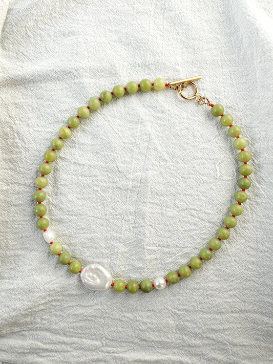 Jade with a Chunky Baroque Pearl