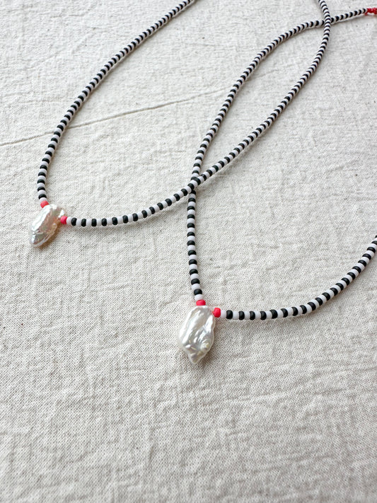 Checkers with Baroque Pearl Pendant